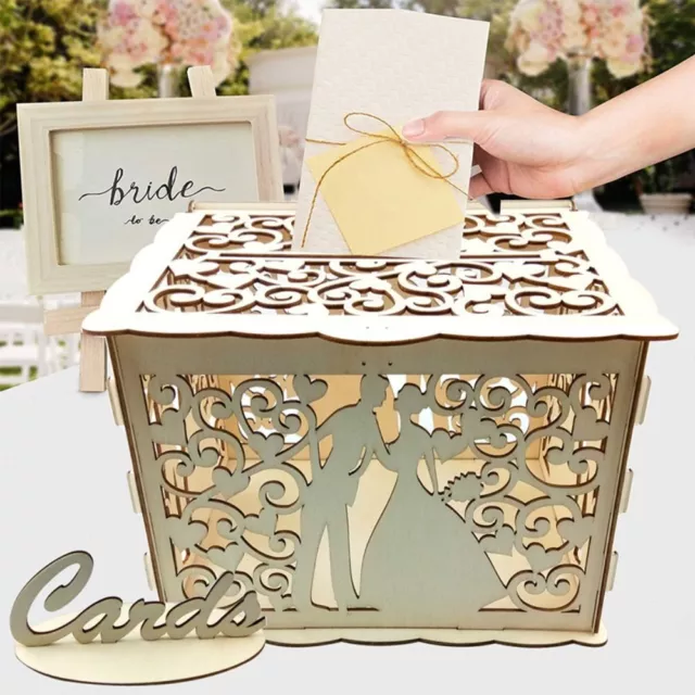 Tarjeta de boda con patrón caja de tarjetas decoración de boda suministros de fiesta caja de madera