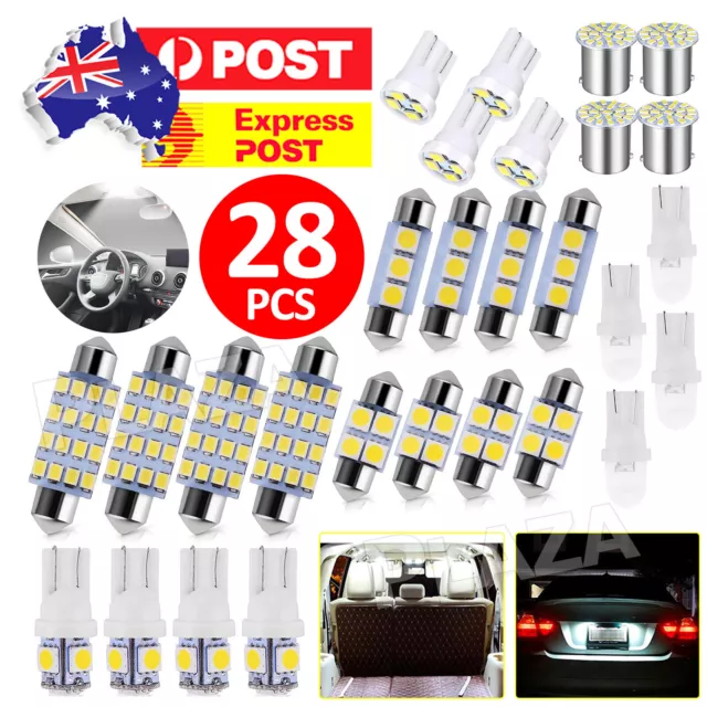 28x White LED Bulb Car Interior Light For Dome Map License Plate Lamp Accessory