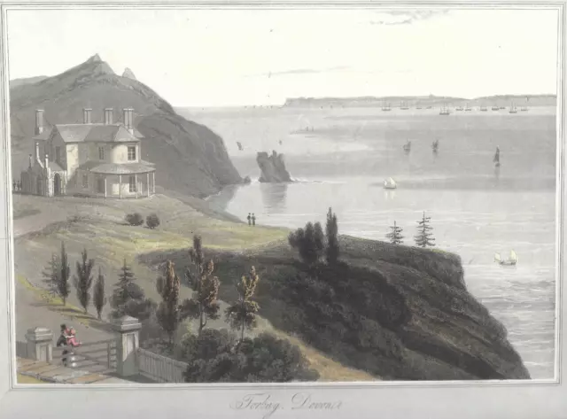 Antiker Druck, Torbay Devon, William Daniell, 1823