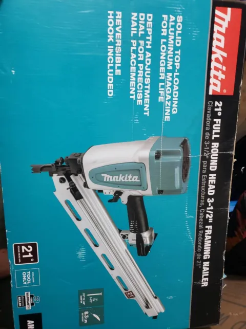 Makita AN924 21º Full Round Head Plastic Collated 3-1/2" Framing Nailer New..