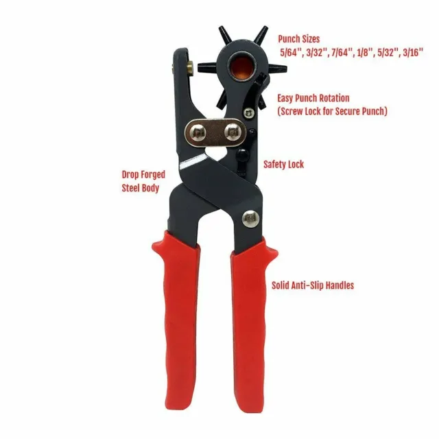 Heavy Duty Leather Punch Revolving Punch Plier Kit, Punch Hole Tool Including...