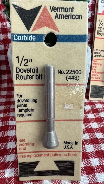 Vermont American 22500 1/2" Dovetail Carbide Tipped High Speed Steel Router Bit