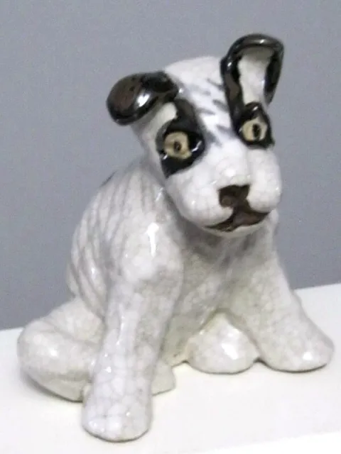 Jack Russell Terrier Figurine Hand Painted Statue / Door stopper White Glazed