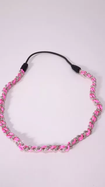 AEO American Eagle Outfitters Pink Black Braided Elastic Headband NWOT 19 EA SET 3