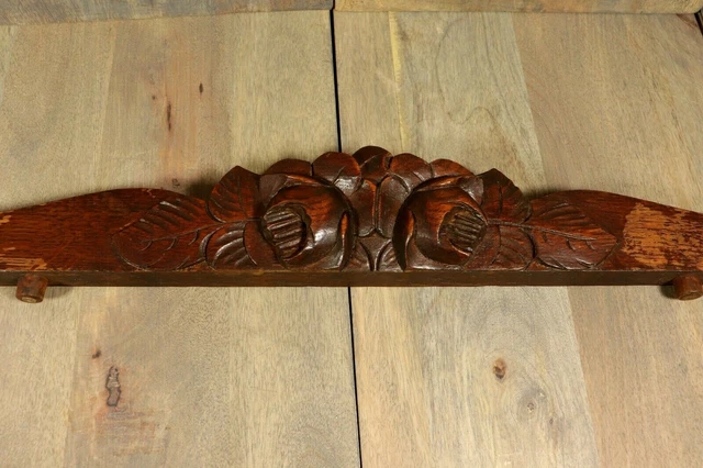 Antique French ART DECO Pediment Ornament Salvaged Hand Carved Wood 1930s 2