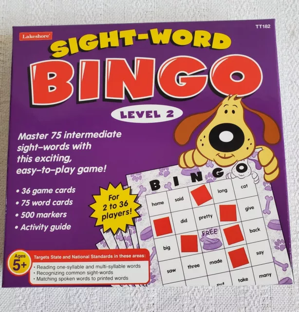LAKESHORE SIGHT WORD Bingo Level 2 W Instructions 36 Game Cards 75 Word ...