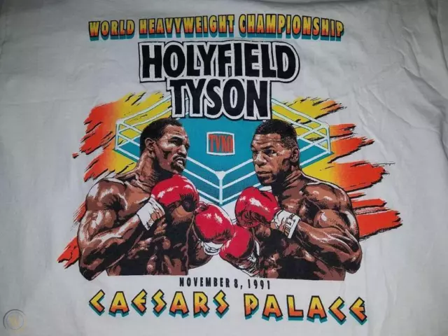 VINTAGE EVANDER HOLYFIELD MIKE TYSON CAESARS PALACE T-SHIRT S-3XL Fast Shipping