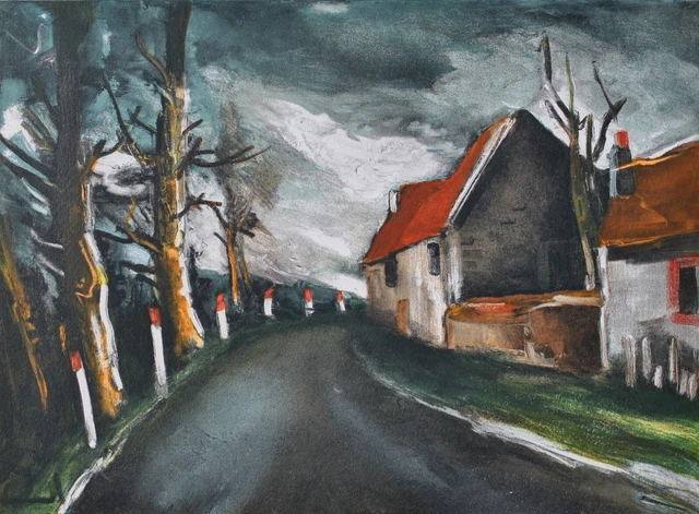 Lithographie Ancienne – Bateau Au Pastel – Style Maurice Vlaminck – Tableau Décor