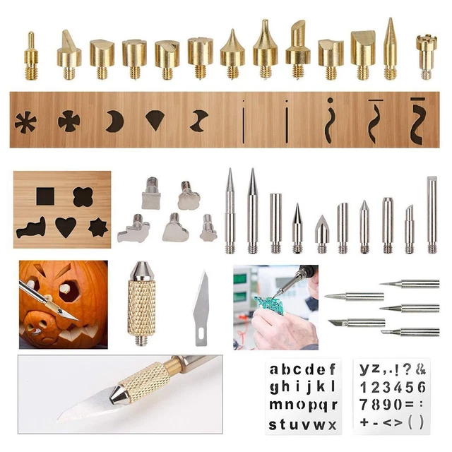 Stencil Wood Burning Pen Tips Kit Soldering Iron Head Set Pyrography Marking