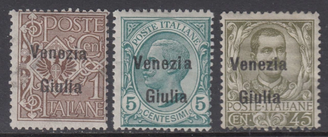 Italy 1918 - Venezia Giulia - Sassone n.19+21+26  cv 130$  MH*