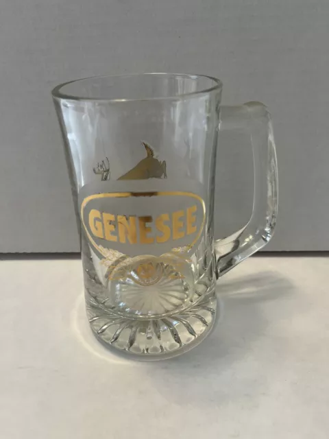 GENESEE BEER WHITE TAIL DEER 12oz Glass Beer Mug Art by Ned Smith Vintage HTF