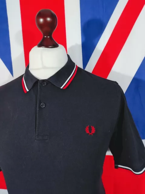 Fred Perry Twin Tipped Polo - L - Black - Mod Casuals 60's