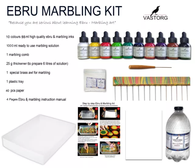 Starter Marbling Kit, 10 colours, Artist Quality.