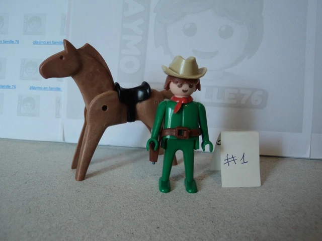 PLAYMOBIL VINTAGE WESTERN cowboy chapeau beige cheval set 3342 de