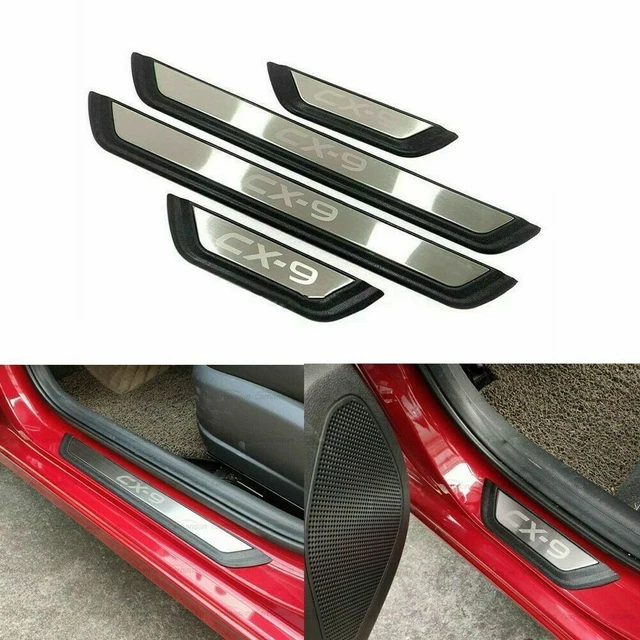 4Pcs Car Door Sill Cover Protector Scuff Plate Fits for Mazda CX-9 2017-2022