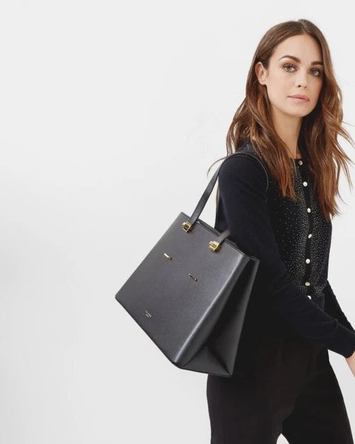 TED BAKER ALISSAA Crosshatch Leather Tote Bag Black New 145.41 PicClick UK