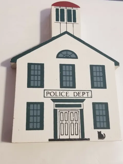 Hand Signed 1987 Cats Meow Village POLICE DEPARTMENT Wood Series V 5 Retired