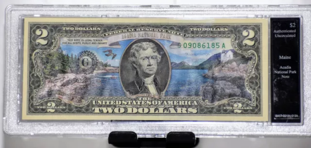 Bradford Exchange - 2013 Colorized Acadia National Park $2 Dollar Note