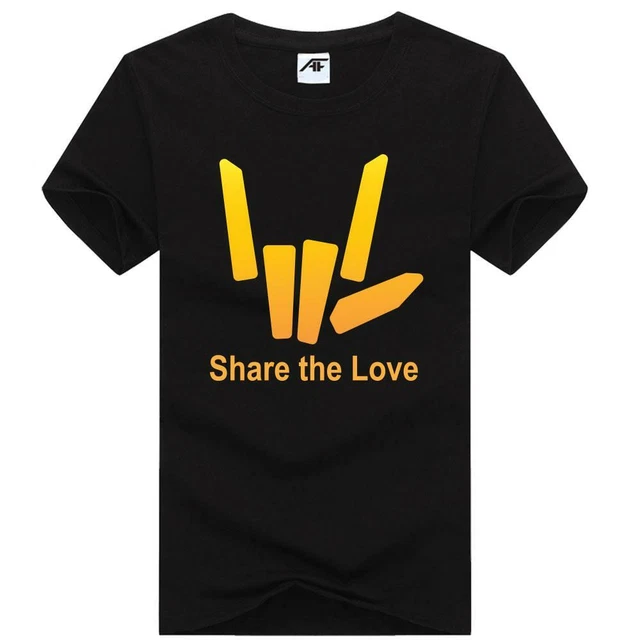 Share The Love Printed T Shirt Childrens Round Neck Casual Novelty Cotton Top