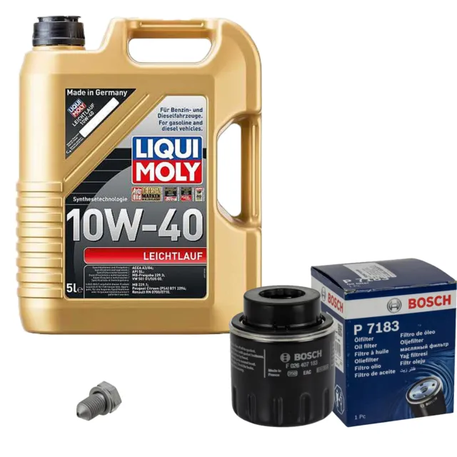 Filtro olio Bosch 5L Liqui Moly funzionamento leggero 10W-40 per Skoda Fabia II Combi 1.6