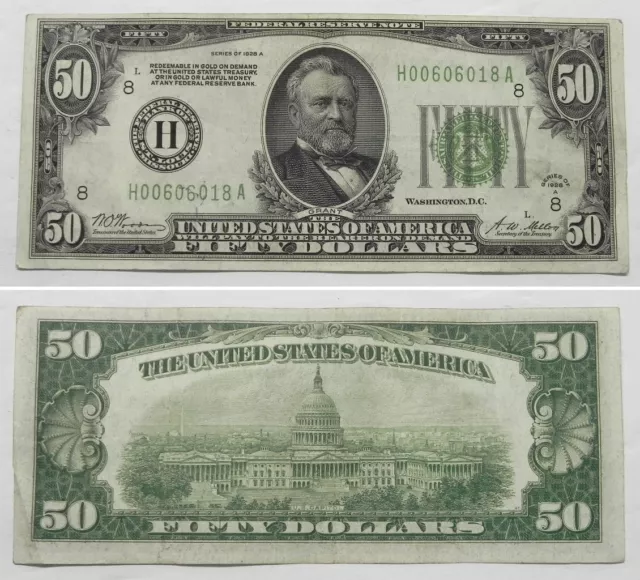 1928 A  $50 Federal Reserve Note St. Louis, XF, FR 2101H, H00606018A