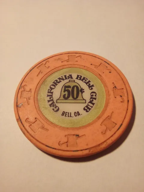 California Bell Casino Bell California .50 Cent Chip Great For Any Collection!