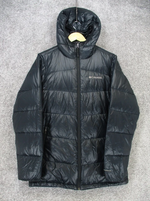 Columbia Omni Heat 650 Turbodown Hooded Down Jacket Mens S Navy Blue