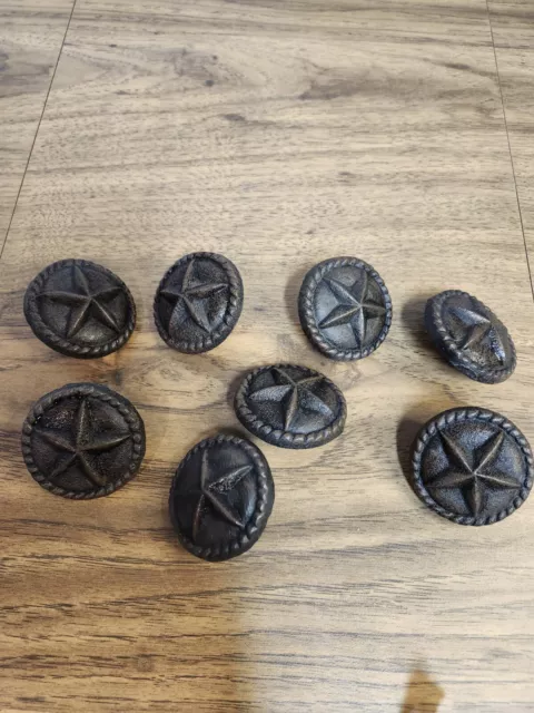 Set Of 8 Star Western Rope Metal Cast Iron Style Knobs Pulls