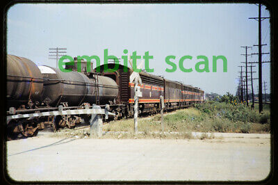 Original Slide, CGW Chicago Great Western EMD F-units Freight Train Action 1950s