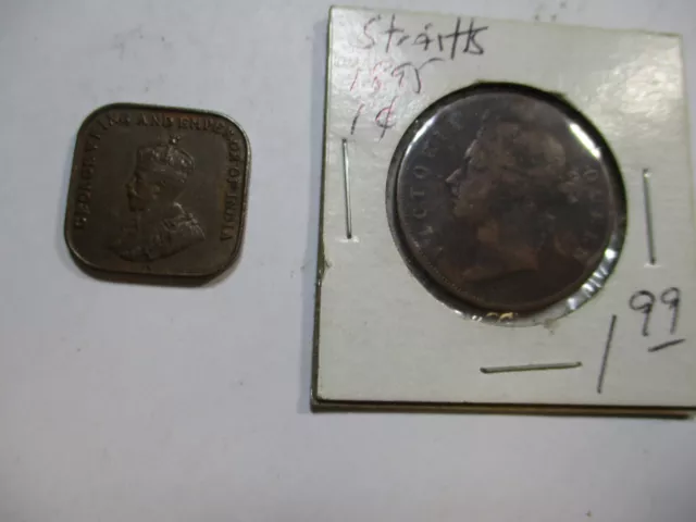 Straights Settlement 1895 and 1920 One Cent Coins, VF Straights Settlement 1895 and 1920 One Cent Coins, VF