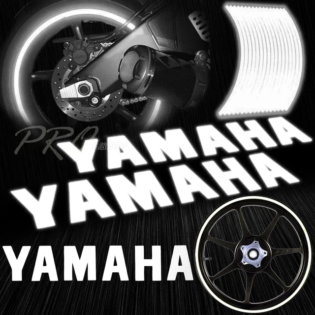 Pro_Bikery Reflective Rim Tape + Logo Decal Kit – Yamaha, Red, 16-19 Inch Wheels, Universal