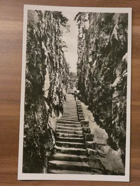 antike AK, Postkarte - Zittauer Gebirge Johnsdorf, Felsenstiege am Nonnenfelsen