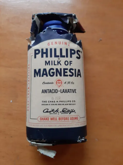 Phillips Milk Of Magnesia Tablets Bottle Vintage Cobalt Blue Canada (unopened)