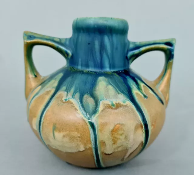 (A0889) Jugendstil Keramik Vase, Laufglasur, wohl Frankreich um 1900, H=16 cm