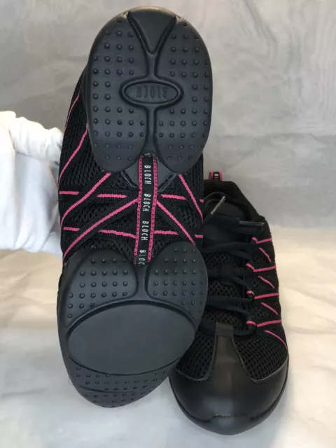BLOCH CRISS CROSS Pink & Black Dance Sneakers Mesh Size 9.5 Split Sole ...