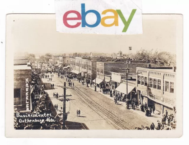 1922 Rppc Gothenburg Nebraska Downtown Panoramic Advertising Vintage Postcard Ne