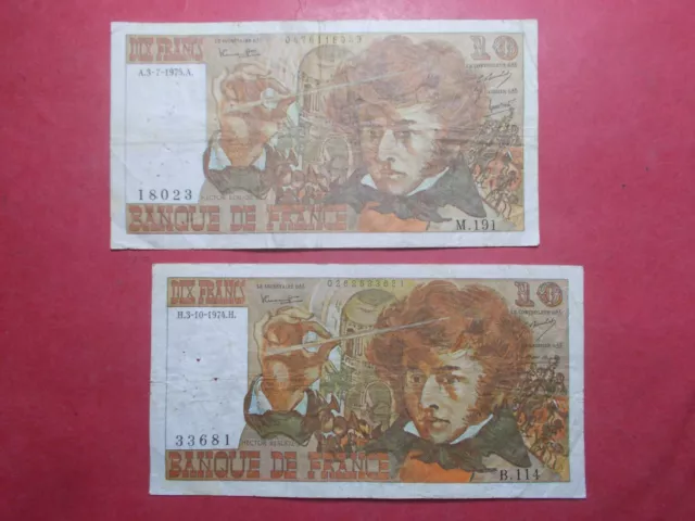 Monnaies 2 Billets Banque FRANCE 10 francs BERLIOZ (NW)