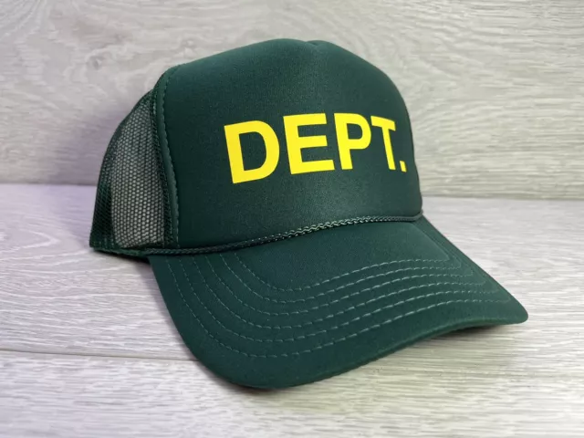 New Department Dept Green Hat 5 Panel High Crown Trucker Snapback