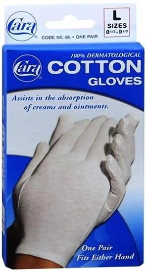 Guantes de algodón 100 % dermatológicos de gran tamaño absorben cremas y ungüentos 1 par