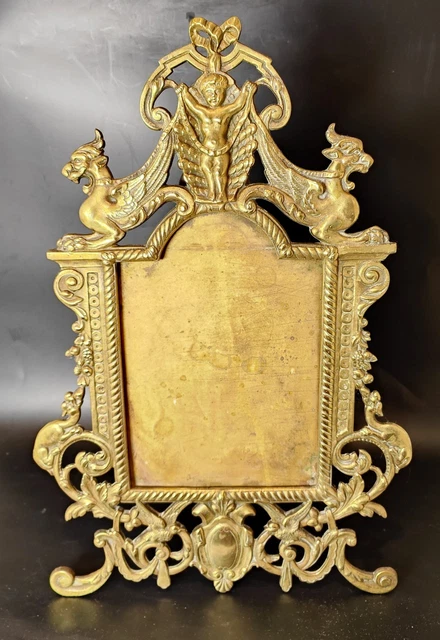Cadre Photo Ancien Bronze/Laiton Style Napoléon III - Taille XXL, N°13