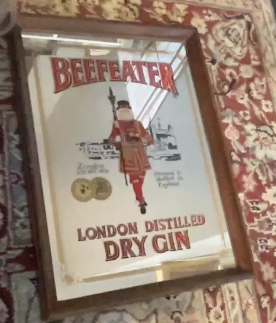 Vintage Beefeater London Distilled Dry Gin Pub Mirror 12 x 16"