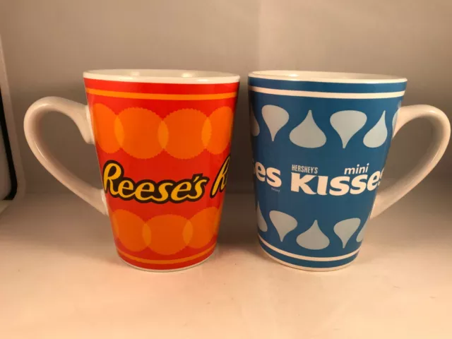 2 Hershey's Milk Chocolate Kisses Reese's Peanut Butter Cup Coffee Tea Cup Mug