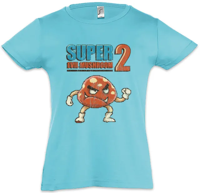 Maglietta Super Evil Mushroom 2 Bambini Ragazze Giocatore Giochi Pixel Geek Nerd