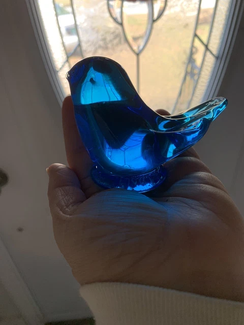 SIGNED Hand Blown Loe Ward 1995 Handmade 1 Of A Kind Glass Blue Bird
