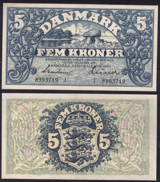 D#84 Dänemark Denmark P 30 i: 5 Kroner 1943: 1 Stück dealer wholesale lot