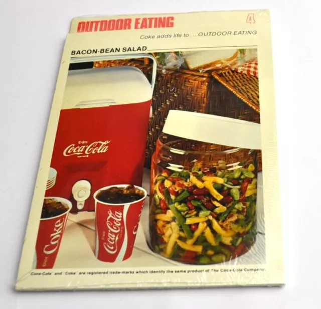 Coca Cola Coke Kochrezepte Rezept Block Karten USA 1970er Nr.4 Outdoor Eating