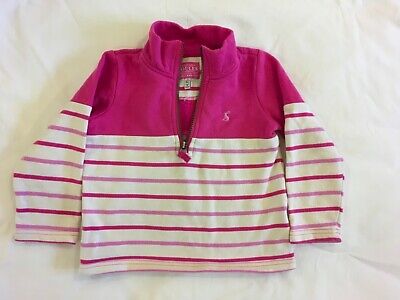 Joules girl’s pink striped half zip sweatshirt. Size 3 years.