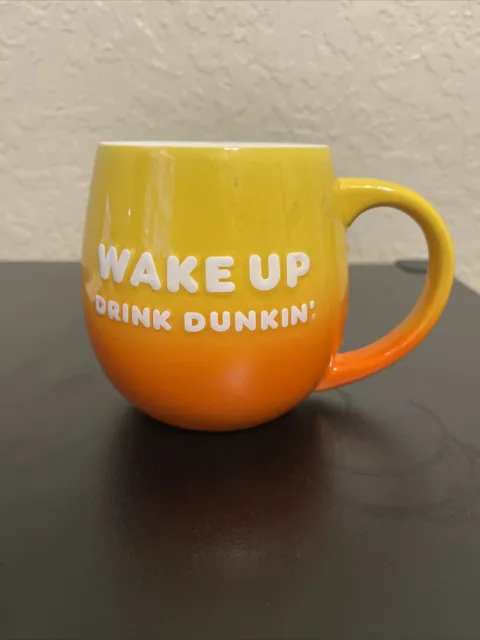 Dunkin Donuts 20oz Wake Up Drink Dunkin Be Awesome Ceramic Mug Orange Ombre