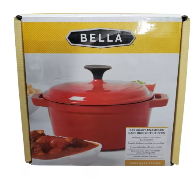 Cast Iron Bella Dutch Oven 2.75 Qt Purple enamel pot with lid stew/stock pot