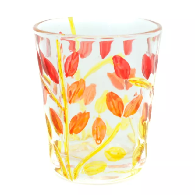 Cristal de Murano Tiro Rojo Amarillo Naranja Pintado a Mano Flor Patrón 57ml